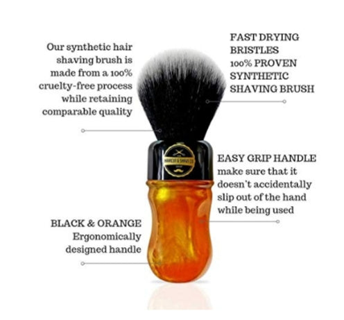 24mm Synthetic Shaving Brush - Black and Orange